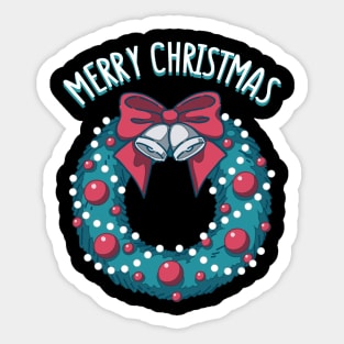 Merry Christmas (on black background) Sticker